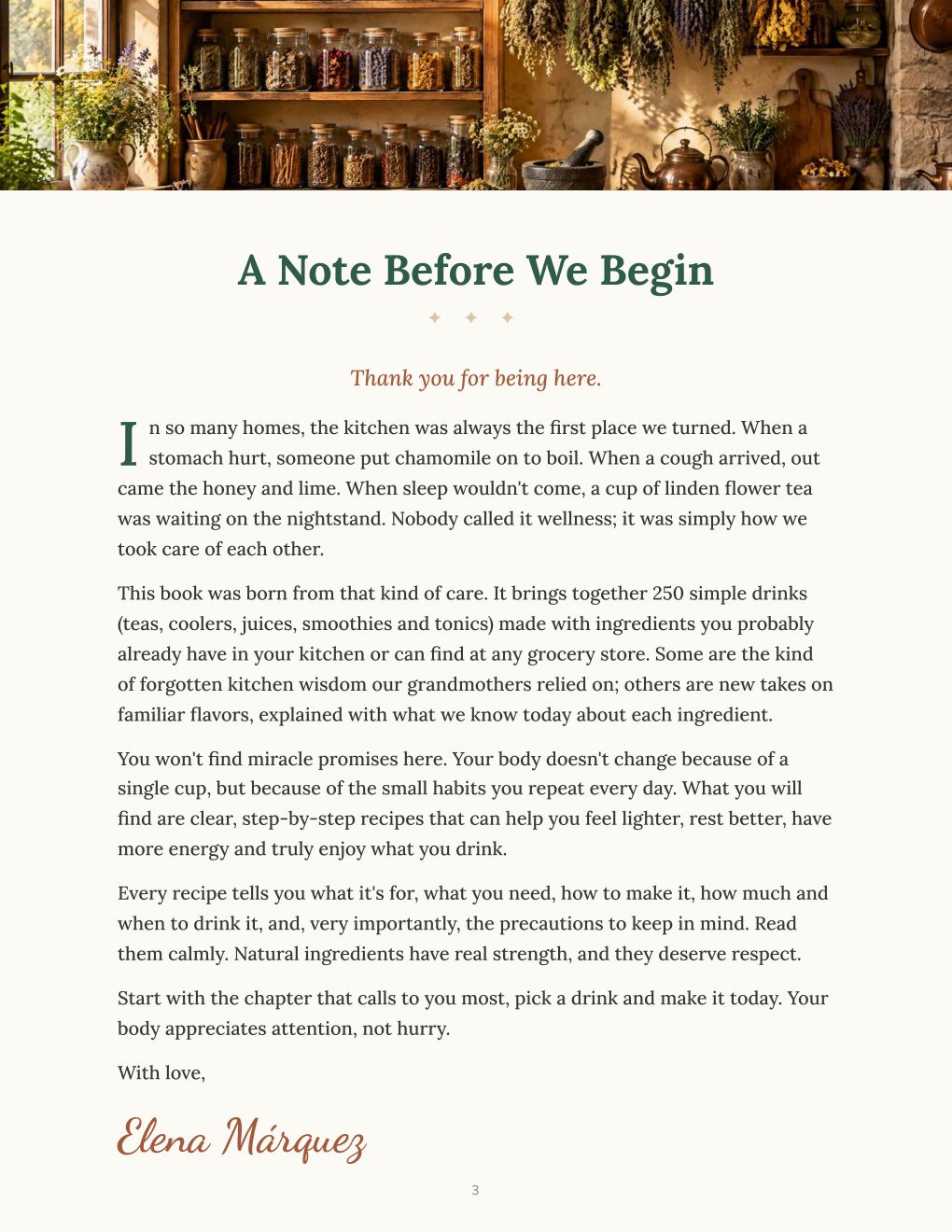 A note before we begin, page from the book