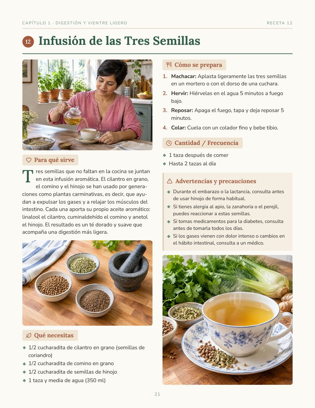 Ejemplo de una página de receta